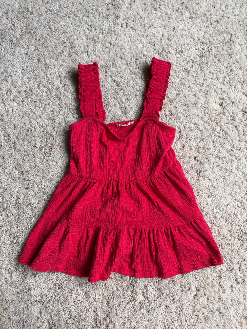Altar'd State Bright Red Ruffle Strap Tank Dress
